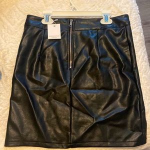 Black leather mini skirt